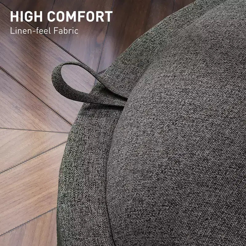 Round Storage Ottoman Coffee Table with Flip Top Tray, Linen Fabric Upholstered Footstool with Hidden Compartment