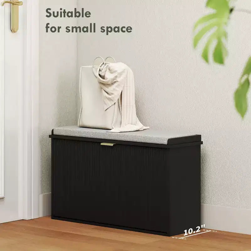 Shoe Storage Bench with Padded Seat Cushion and Flip-Drawer, Entryway Bench, Shoe Cabinet, 31.5x10.2x18.7 Inches