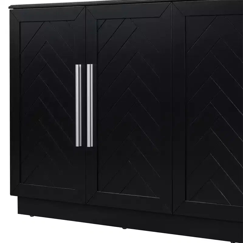 Sideboard Buffet Cabinet, Modern Accent Console Table, Wooden Floor Cabinet with 4 Doors, Wood Buffet Sideboards Cabinet
