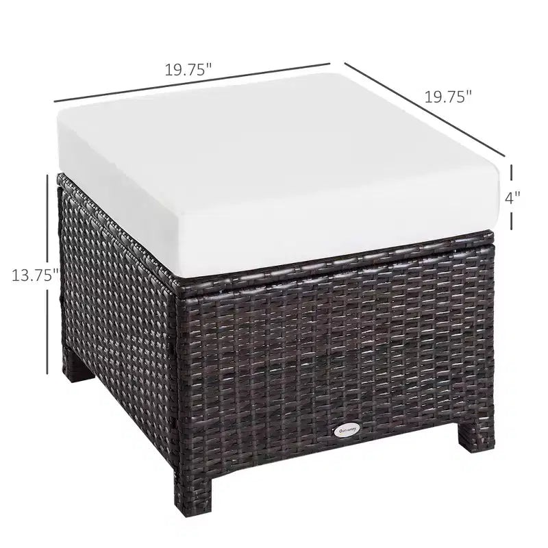 20 Patio Wicker Ottomanpurpose Outdoor PE Rattan Footrest, Additional Seating, Side Table with Soft Cushion