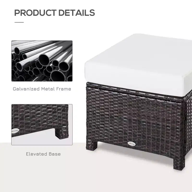 20 Patio Wicker Ottomanpurpose Outdoor PE Rattan Footrest, Additional Seating, Side Table with Soft Cushion
