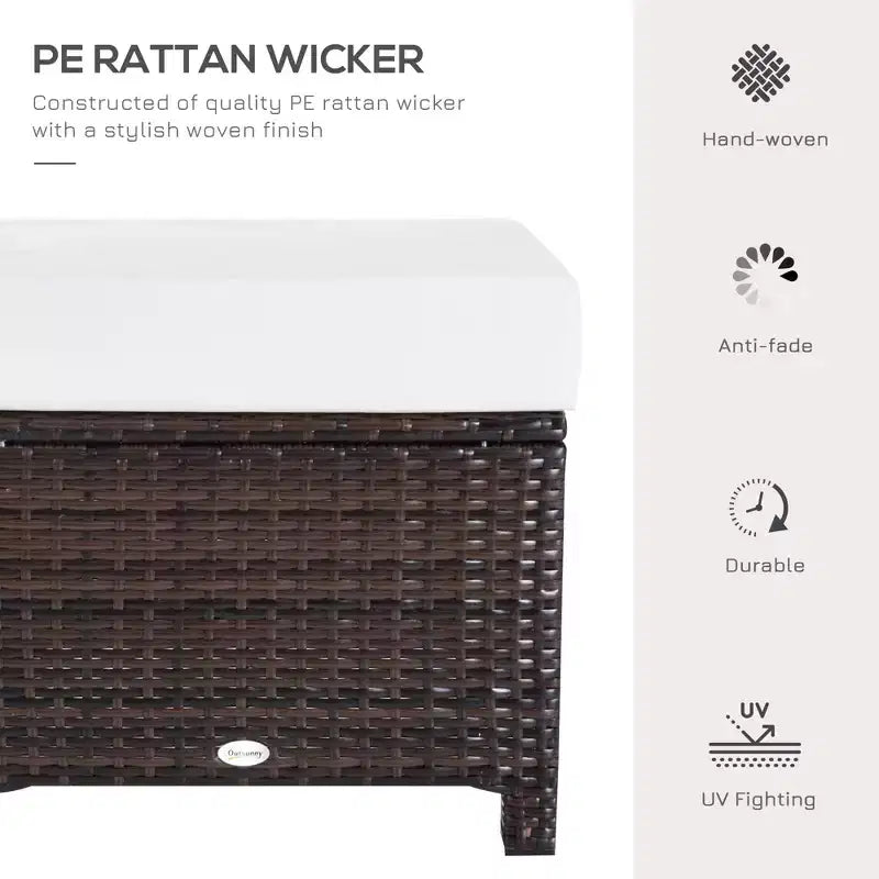 20 Patio Wicker Ottomanpurpose Outdoor PE Rattan Footrest, Additional Seating, Side Table with Soft Cushion