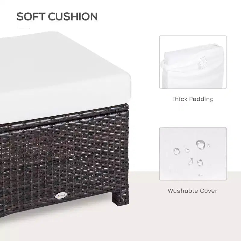 20 Patio Wicker Ottomanpurpose Outdoor PE Rattan Footrest, Additional Seating, Side Table with Soft Cushion