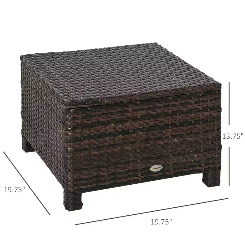 20 Patio Wicker Ottomanpurpose Outdoor PE Rattan Footrest, Additional Seating, Side Table with Soft Cushion