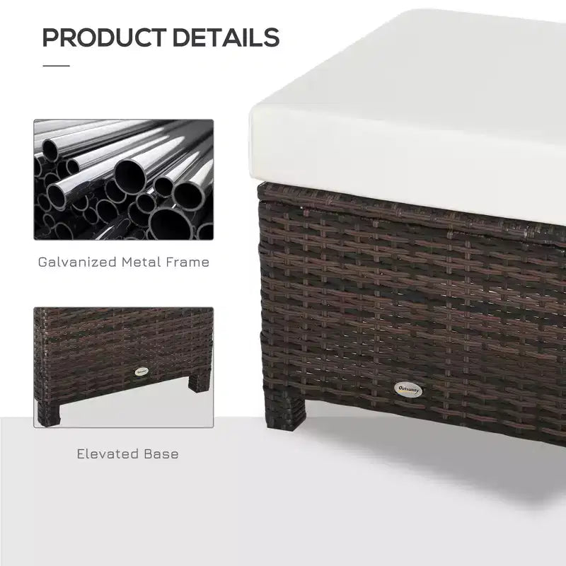 20 Patio Wicker Ottomanpurpose Outdoor PE Rattan Footrest, Additional Seating, Side Table with Soft Cushion