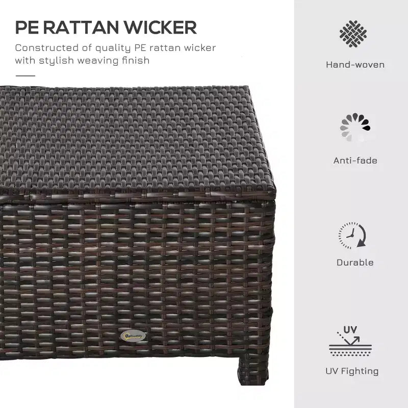 20 Patio Wicker Ottomanpurpose Outdoor PE Rattan Footrest, Additional Seating, Side Table with Soft Cushion