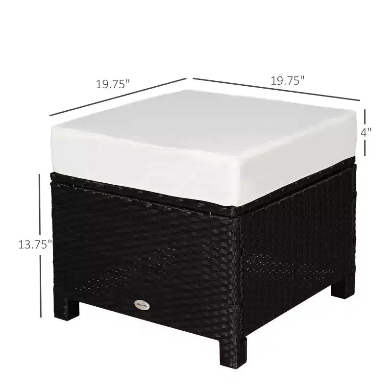 20 Patio Wicker Ottomanpurpose Outdoor PE Rattan Footrest, Additional Seating, Side Table with Soft Cushion