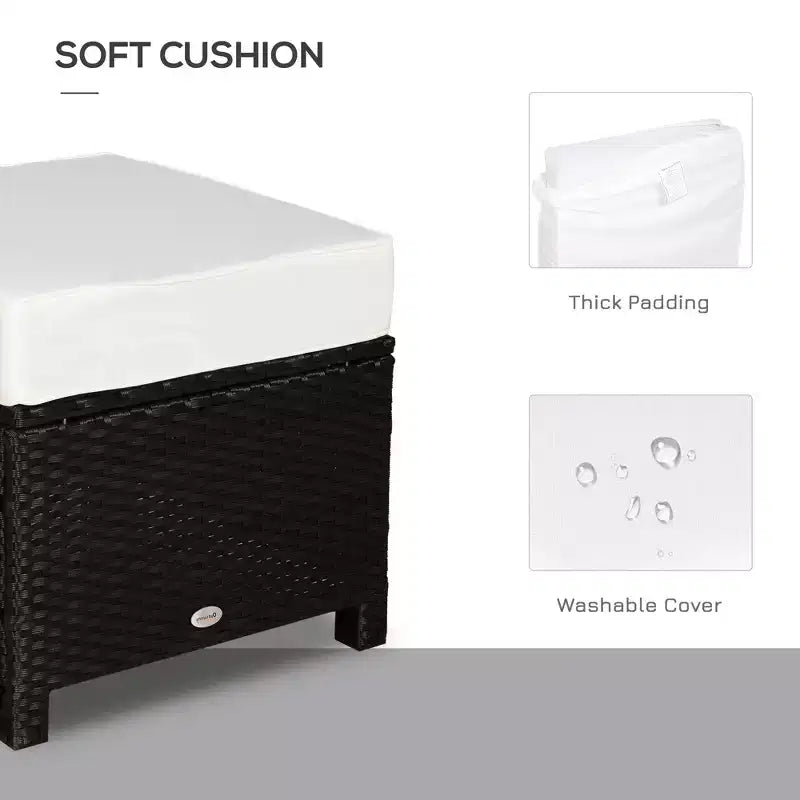 20 Patio Wicker Ottomanpurpose Outdoor PE Rattan Footrest, Additional Seating, Side Table with Soft Cushion