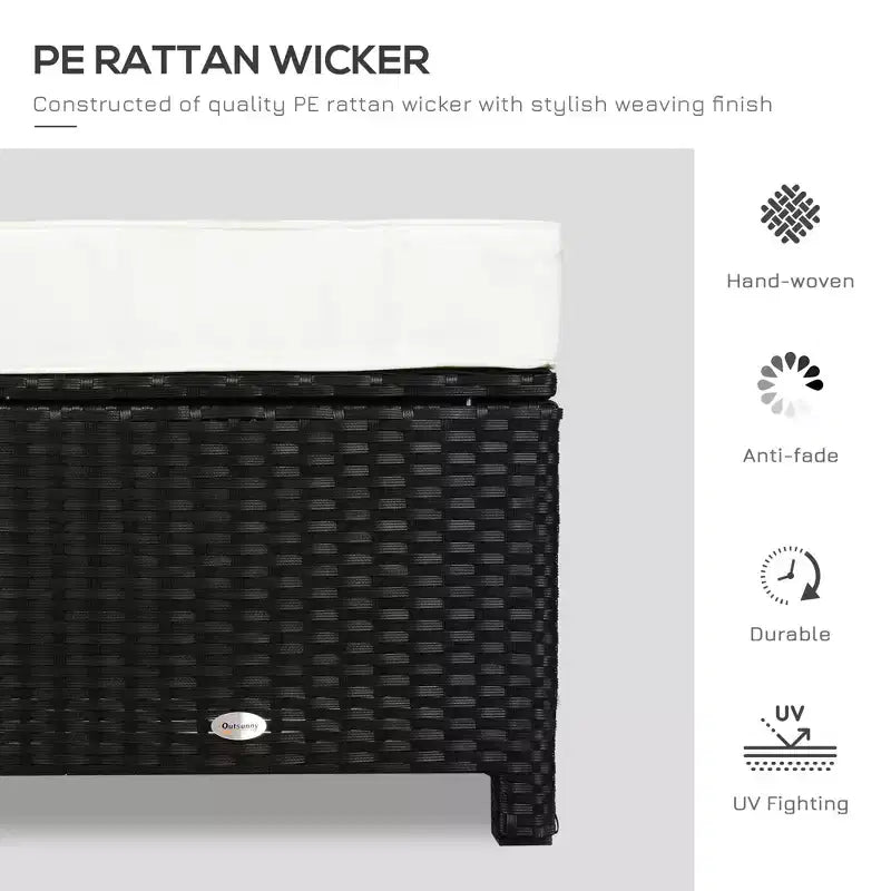20 Patio Wicker Ottomanpurpose Outdoor PE Rattan Footrest, Additional Seating, Side Table with Soft Cushion