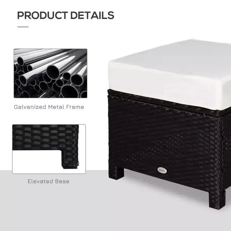 20 Patio Wicker Ottomanpurpose Outdoor PE Rattan Footrest, Additional Seating, Side Table with Soft Cushion
