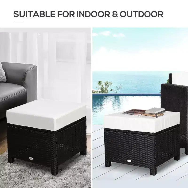 20 Patio Wicker Ottomanpurpose Outdoor PE Rattan Footrest, Additional Seating, Side Table with Soft Cushion