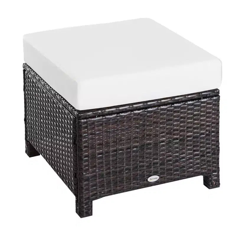 20 Patio Wicker Ottomanpurpose Outdoor PE Rattan Footrest, Additional Seating, Side Table with Soft Cushion