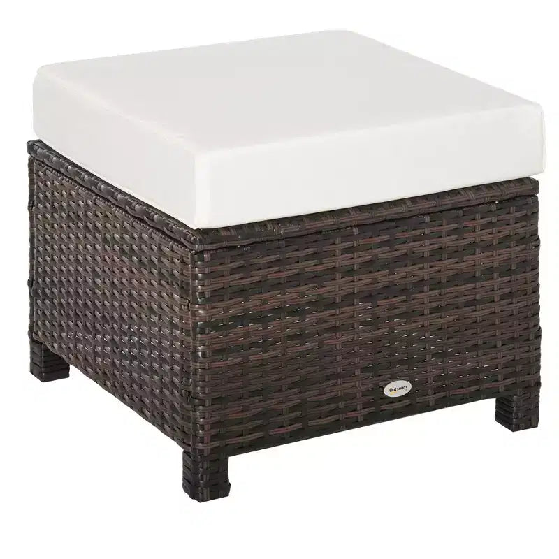 20 Patio Wicker Ottomanpurpose Outdoor PE Rattan Footrest, Additional Seating, Side Table with Soft Cushion