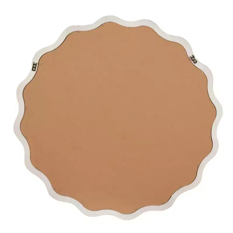 PexFix 36 Wavy Round Solid Wood Frame Decorative Mirror Modern Farmhouse Wall Mirror For Bedroom Bathroom Living Room Entryway White