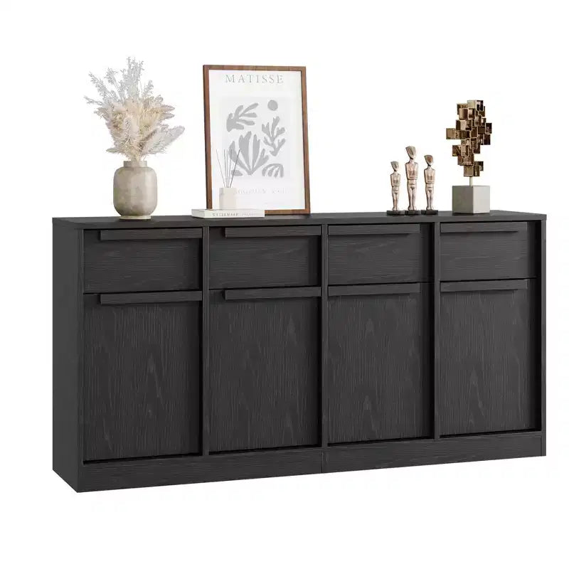 62.4 in Large Coffee Cabinet with Storage Sideboard Buffet Cabinet with 4 Drawers & 4 Doors, Modern Buffet Table for Kitchen