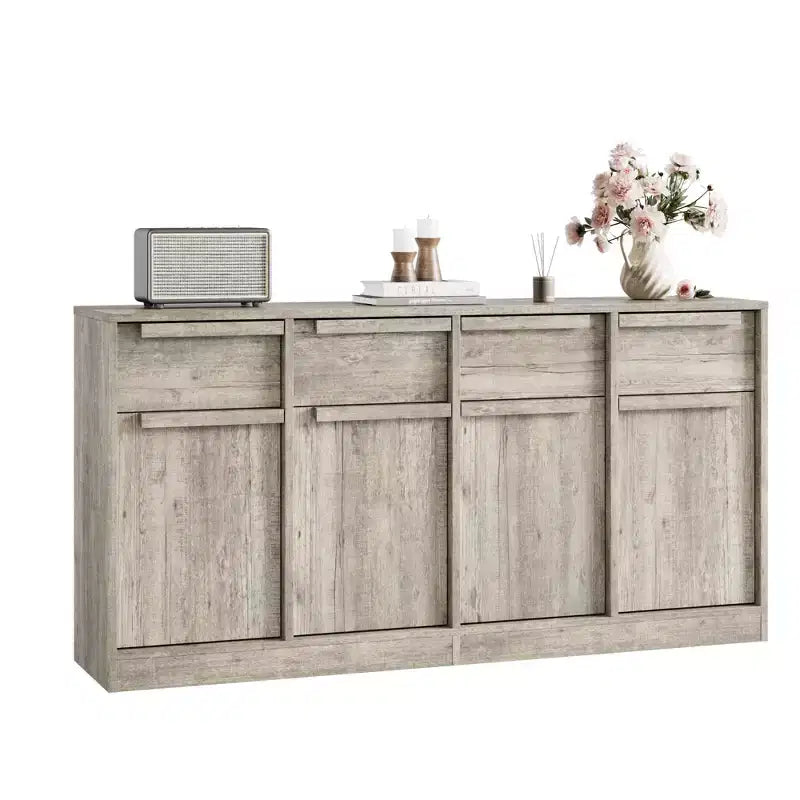62.4 in Large Coffee Cabinet with Storage Sideboard Buffet Cabinet with 4 Drawers & 4 Doors, Modern Buffet Table for Kitchen