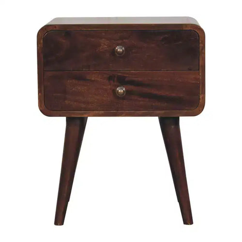 HomeRoots 22 Chestnut Solid Wood Two Drawer Nightstand