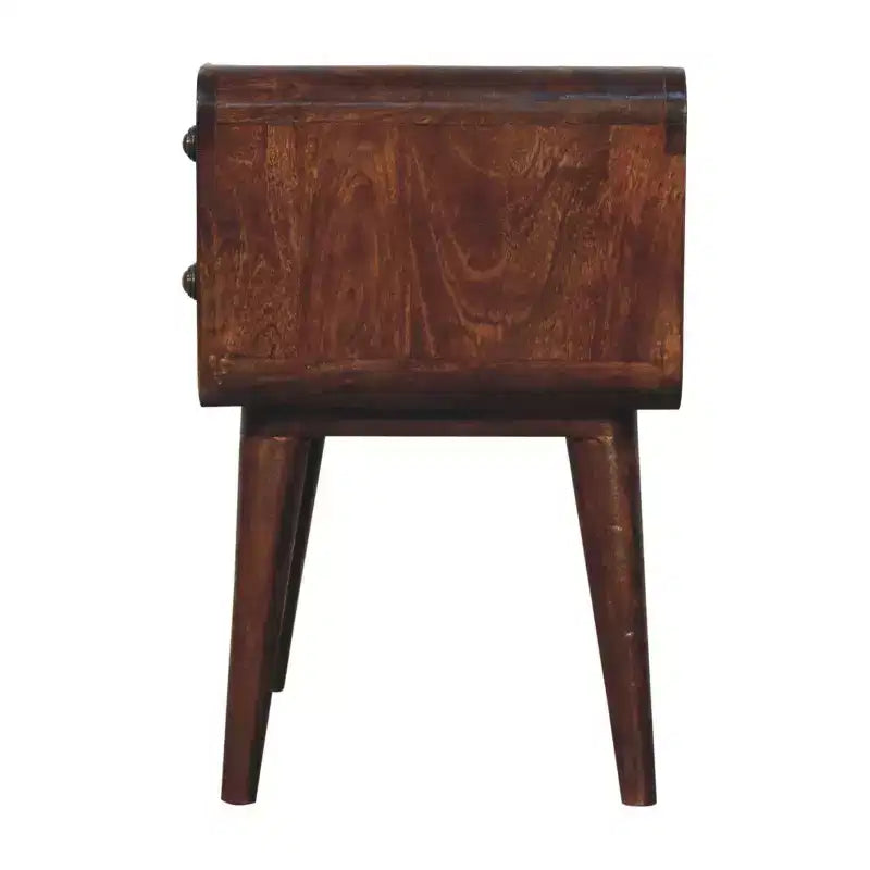 HomeRoots 22 Chestnut Solid Wood Two Drawer Nightstand