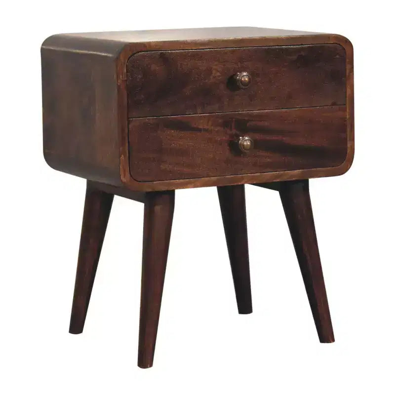 HomeRoots 22 Chestnut Solid Wood Two Drawer Nightstand