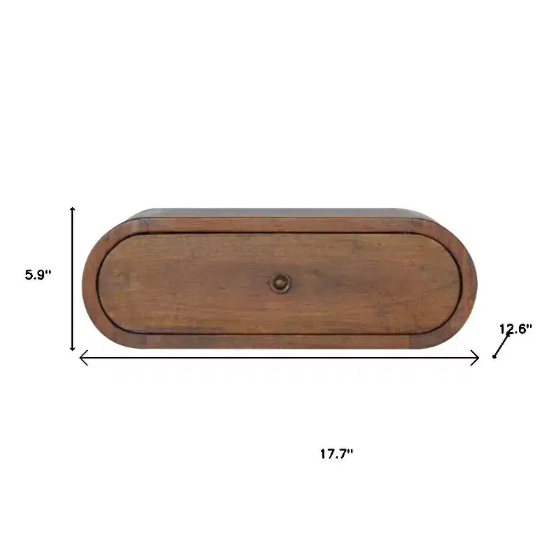 HomeRoots 18 Chestnut Solid Wood Oval One Drawer Floating Nightstand