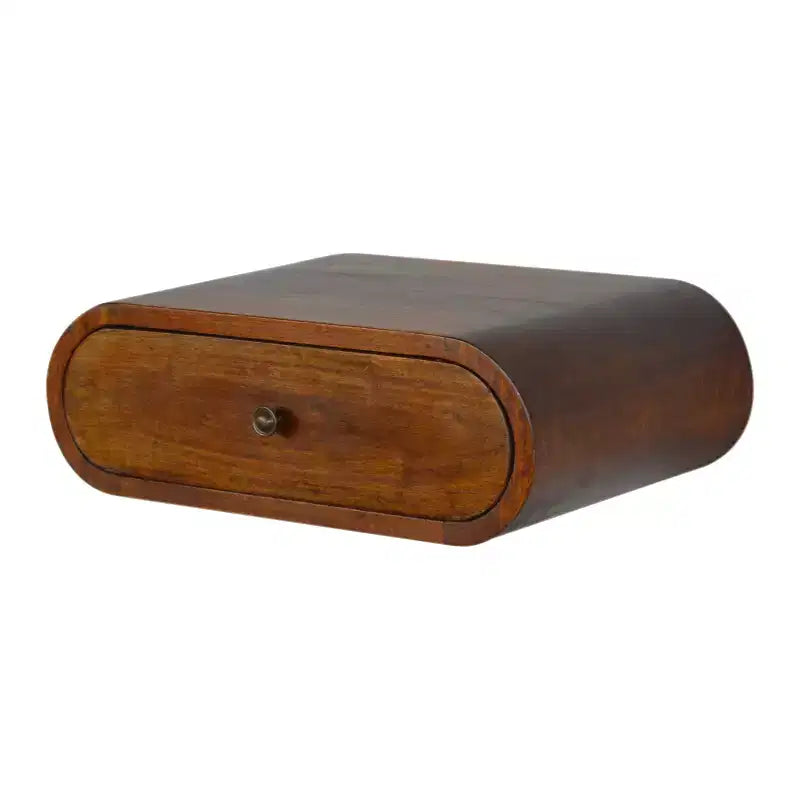 HomeRoots 18 Chestnut Solid Wood Oval One Drawer Floating Nightstand