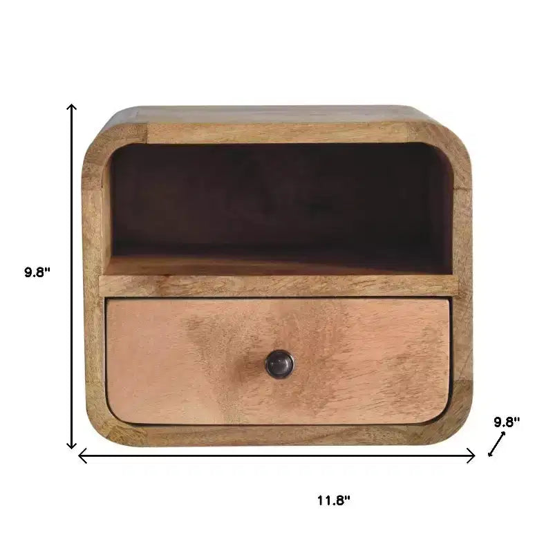 HomeRoots 12 Oak Solid Wood One Drawer Floating Nightstand