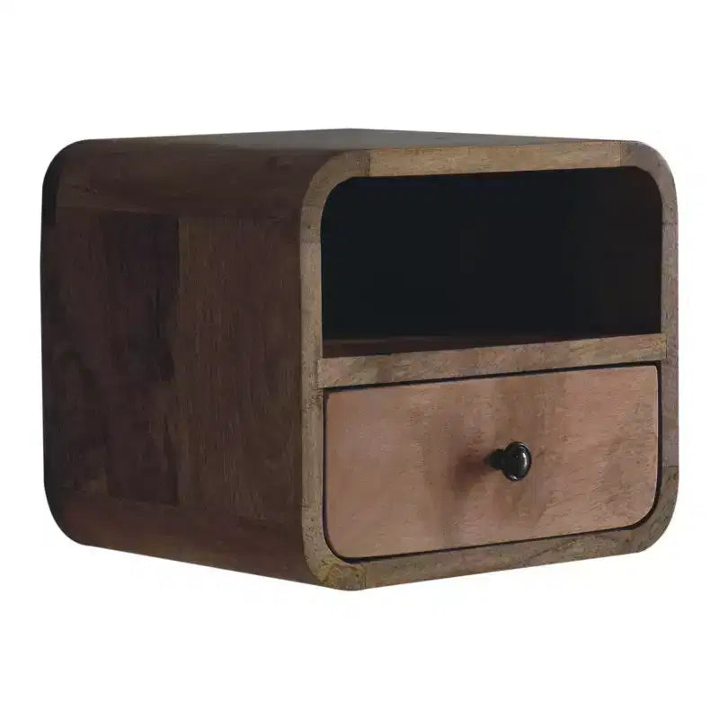 HomeRoots 12 Oak Solid Wood One Drawer Floating Nightstand