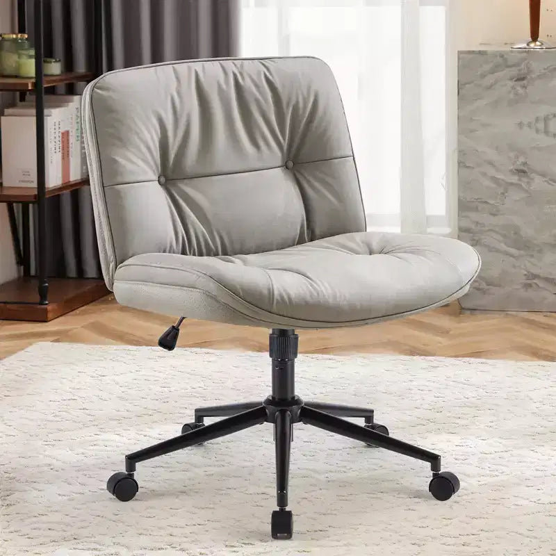 Okak Modern Comfy Desk Chair with Extra-Wide Seat, Armless Computer Chair with Adjustable Height, Office Chair for Home, Office