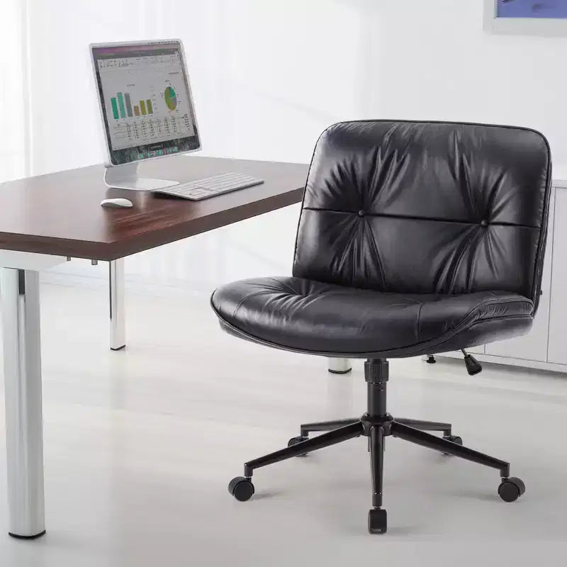 Okak Modern Comfy Desk Chair with Extra-Wide Seat, Armless Computer Chair with Adjustable Height, Office Chair for Home, Office