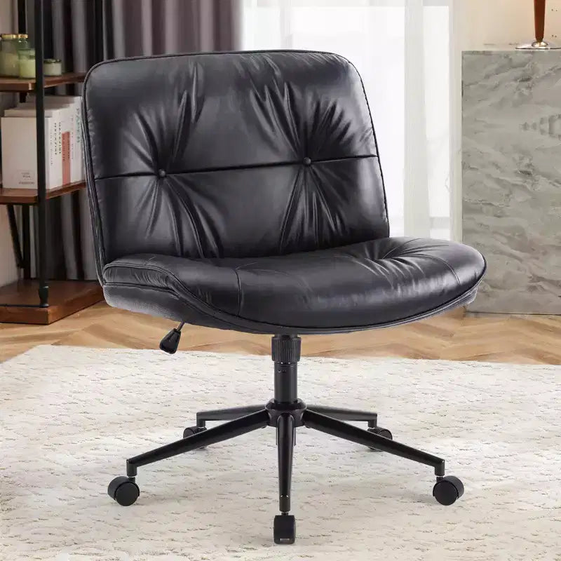 Okak Modern Comfy Desk Chair with Extra-Wide Seat, Armless Computer Chair with Adjustable Height, Office Chair for Home, Office