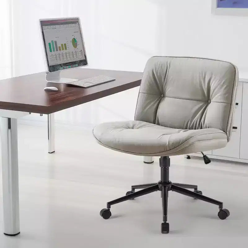 Okak Modern Comfy Desk Chair with Extra-Wide Seat, Armless Computer Chair with Adjustable Height, Office Chair for Home, Office