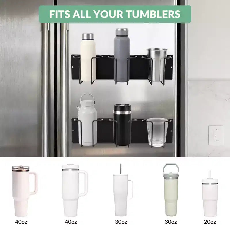 Magnetic Cup Holder for Refrigerator Side - Modular Space-Saving Organizer, Adjustable Strong Hold for Cups, Utensils (Fits Cups Under 8Cm Diameter)