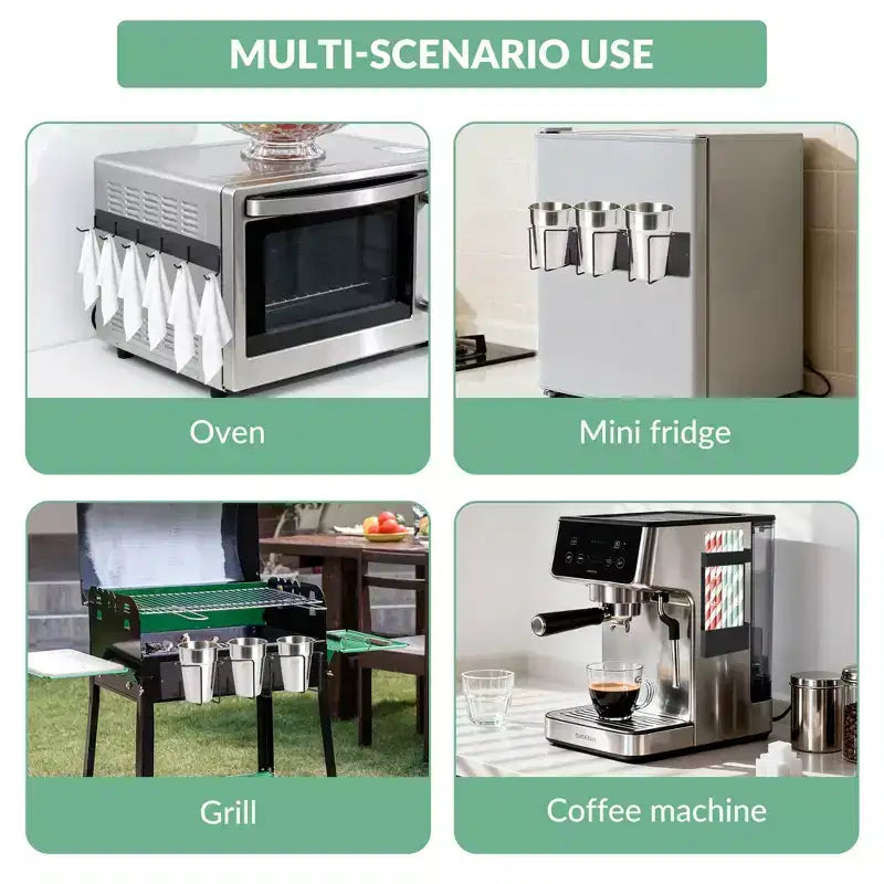 Magnetic Cup Holder for Refrigerator Side - Modular Space-Saving Organizer, Adjustable Strong Hold for Cups, Utensils (Fits Cups Under 8Cm Diameter)