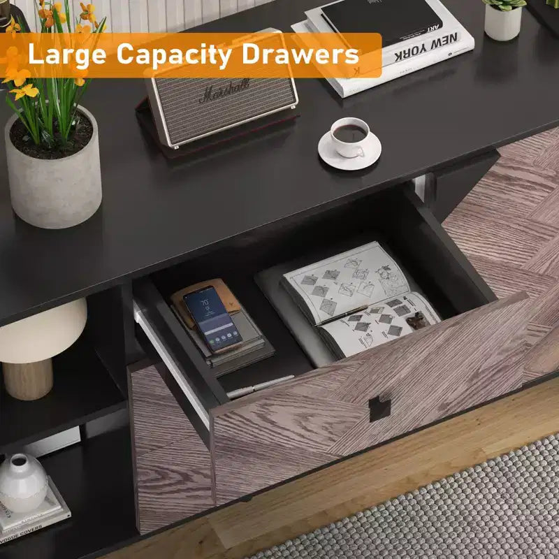 Buffet Cabinet Wood Finish Storage Free Standing Accent Cabinet, for Dining Room, Entryway,