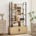 Bookshelf,Bookshelves with Open Display Shelves,71.1 Inch Tall Industrial Bookcase with Storage Door, Bookcase with Metal Frame for Living Room