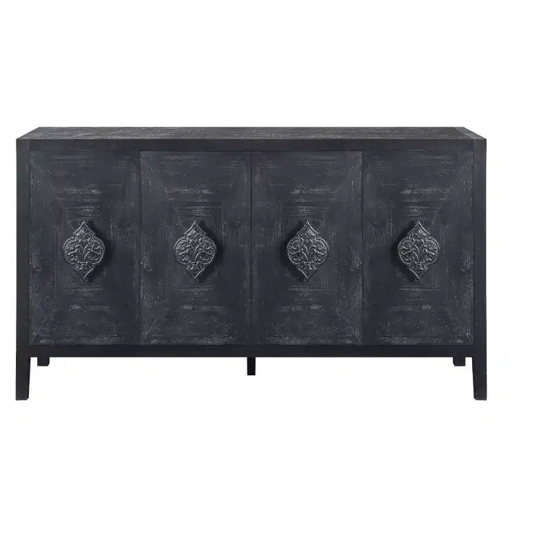 Retro 4-Door Buffet Sideboard, Large Kitchen Storage Cabinet, Stylish Entryway Console Table with Adjustable Shelves