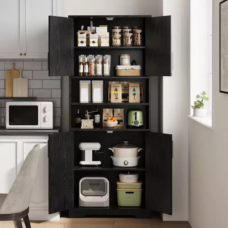 67 Tall Storage Cabinet, Kitchen Pantry Cabinet with Adjustable Shelves, Open Compartments, for Kitchen, Hallway, Living Room, Home Office