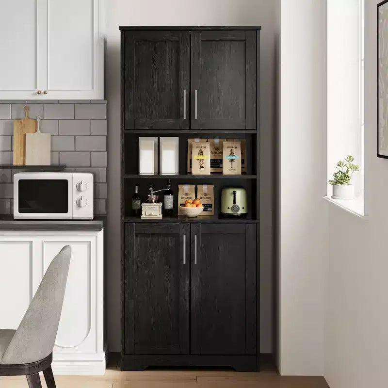 67 Tall Storage Cabinet, Kitchen Pantry Cabinet with Adjustable Shelves, Open Compartments, for Kitchen, Hallway, Living Room, Home Office
