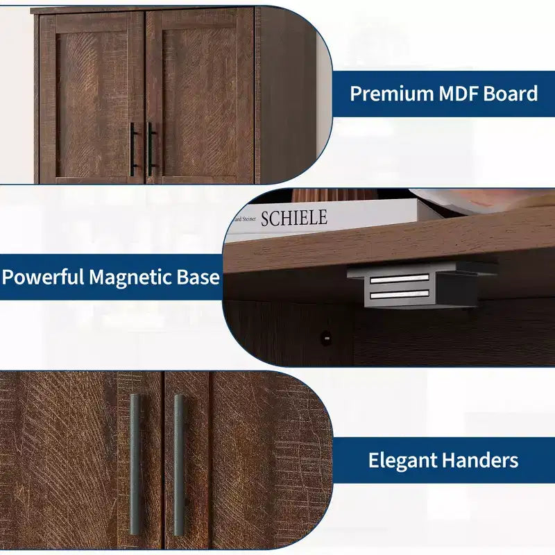 67 Tall Storage Cabinet, Kitchen Pantry Cabinet with Adjustable Shelves, Open Compartments, for Kitchen, Hallway, Living Room, Home Office