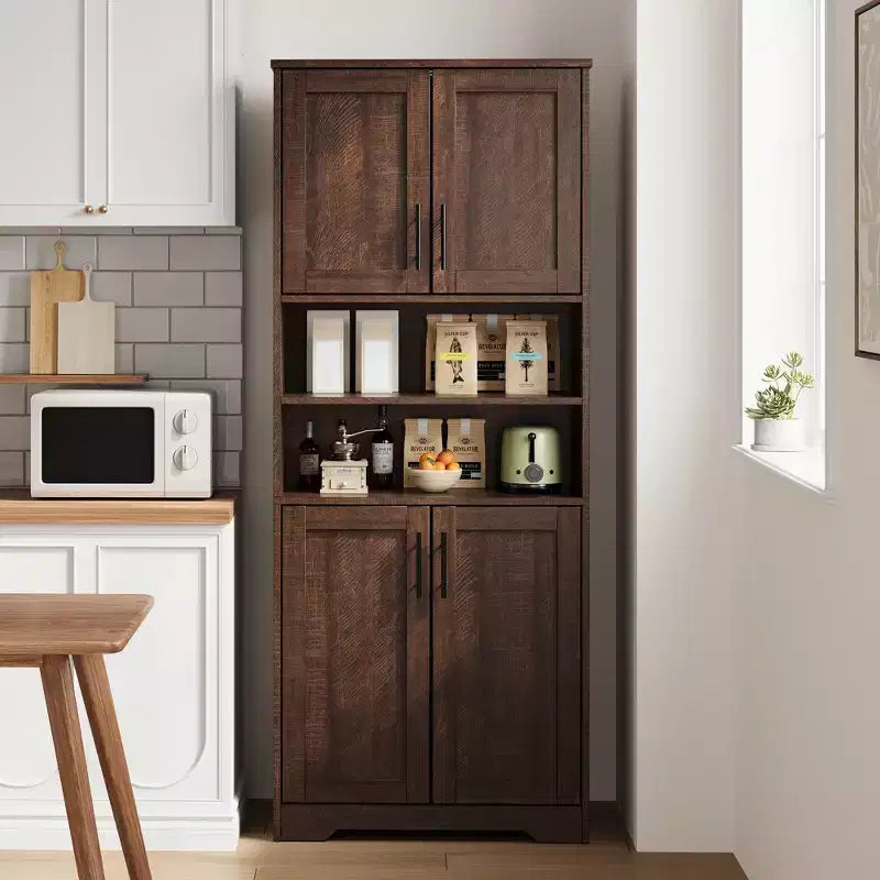 67 Tall Storage Cabinet, Kitchen Pantry Cabinet with Adjustable Shelves, Open Compartments, for Kitchen, Hallway, Living Room, Home Office