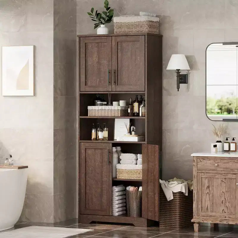 67 Tall Storage Cabinet, Kitchen Pantry Cabinet with Adjustable Shelves, Open Compartments, for Kitchen, Hallway, Living Room, Home Office