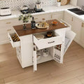 Okak Movable Rustic Kitchen Island Cart with Wheels & Power Outlet,Wood Top Bar Table Storage Cabinet for Kitchen,Dining Room