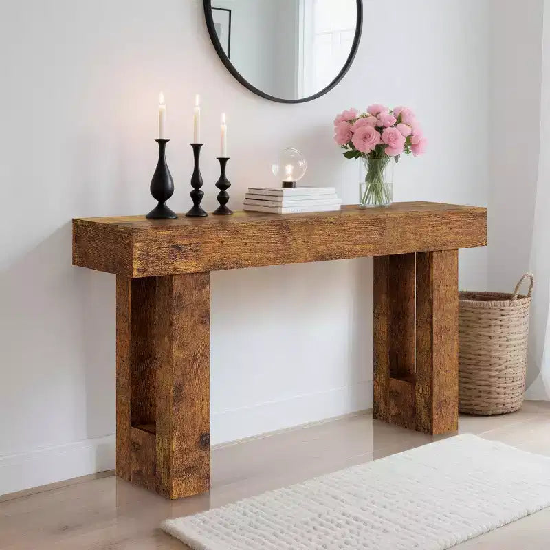 63 Long Console Table with Drawer, Wooden Sofa Table, Behind The Couch, Industrial Entryway Tables, for Entrance, Living Room