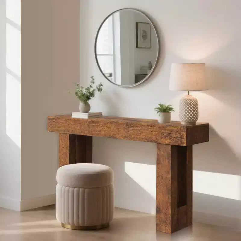 63 Long Console Table with Drawer, Wooden Sofa Table, Behind The Couch, Industrial Entryway Tables, for Entrance, Living Room