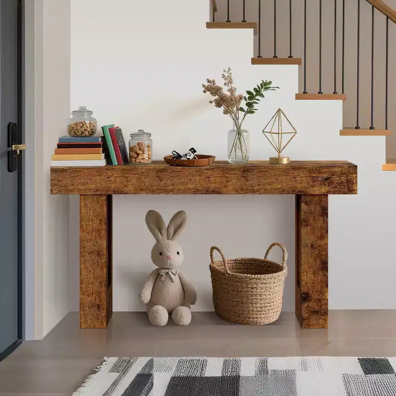 63 Long Console Table with Drawer, Wooden Sofa Table, Behind The Couch, Industrial Entryway Tables, for Entrance, Living Room