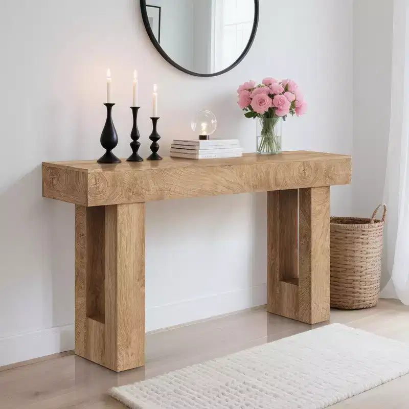63 Long Console Table with Drawer, Wooden Sofa Table, Behind The Couch, Industrial Entryway Tables, for Entrance, Living Room