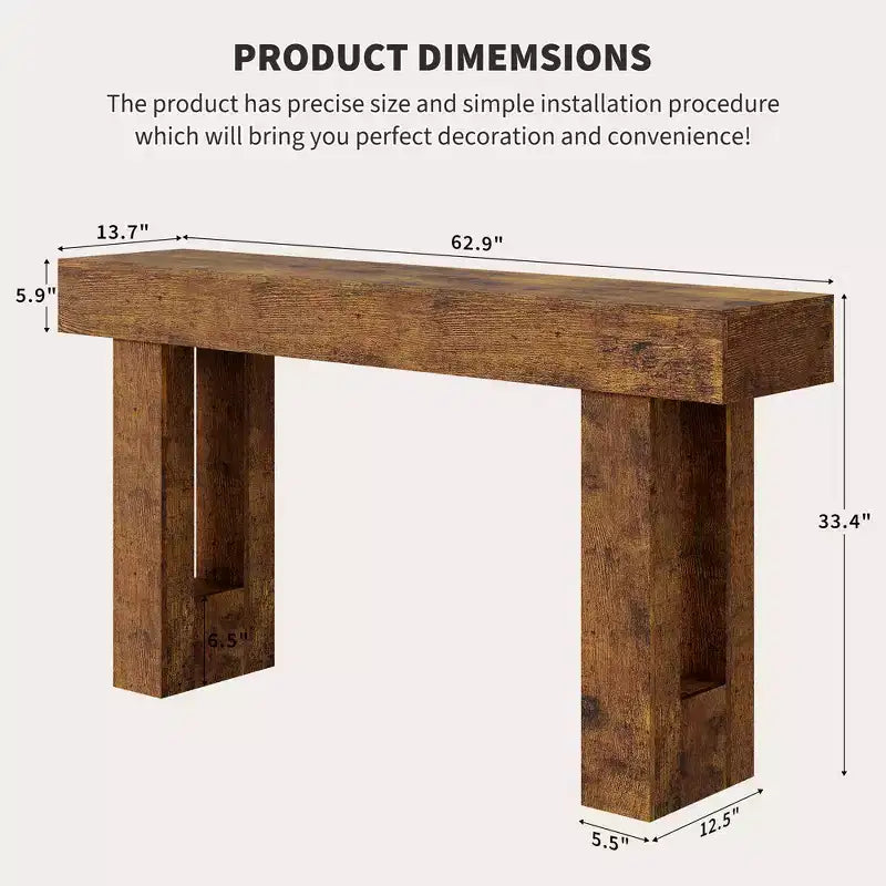 63 Long Console Table with Drawer, Wooden Sofa Table, Behind The Couch, Industrial Entryway Tables, for Entrance, Living Room
