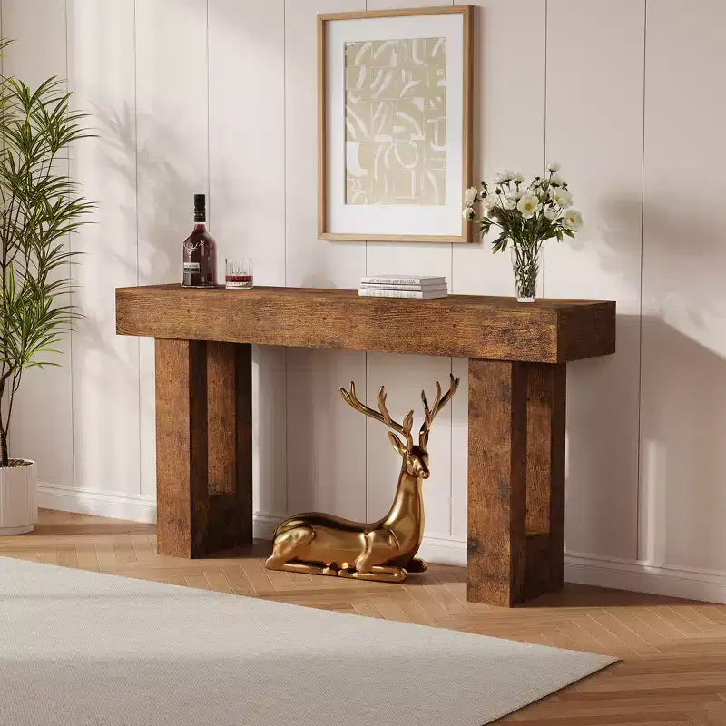 63 Long Console Table with Drawer, Wooden Sofa Table, Behind The Couch, Industrial Entryway Tables, for Entrance, Living Room