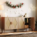 Storage Cabinet with Rattan Doors, Cabinet with Storage, Multifunctional Cupboard with Adjustable Interior Shelves for Living Room, Entryway,Natural
