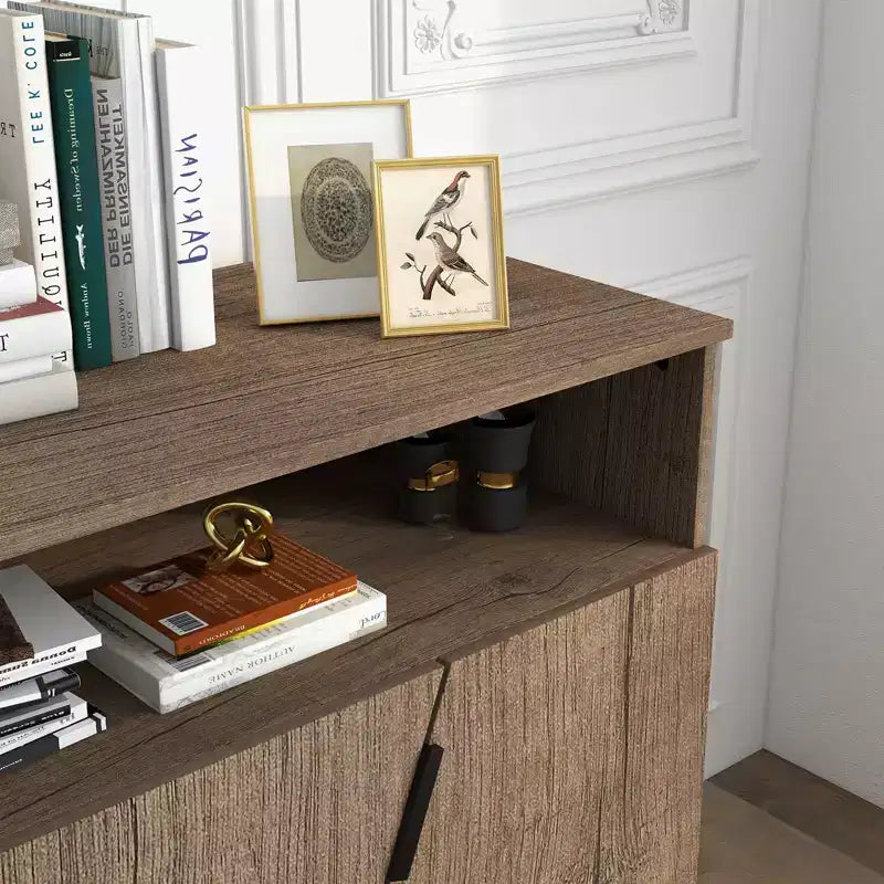 Free Standing Morden Wood Sideboard Buffet with Adjustable Shelves for Kitchen, Dining, Living Room,